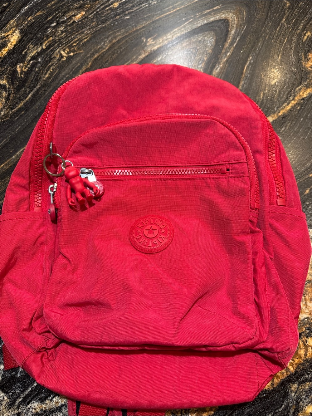 Kipling Red Women's Backpack with Keychain Charm
